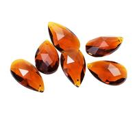M METERXITY 6-Pack Crystal Pendants, Amber Crystal Suncatcher Shiny Glass Pendants Beads Crystal Pendants for Jewelry Making/Light Lamp/Wedding Decoration Chandelier Beads [1.5"]