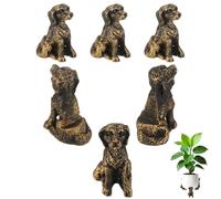 M METERXITY 6-Pack Dog Plant Stand for Inside Pots, 3.4 x 2.5 Cm/1.34 x 0.98 in Resin Decorative Plant Stand for Garden/Outdoor Planters/Home Decor, Plant Risers Flower Pot [Golden Brown]