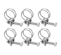 M METERXITY 6-Pack Double Wire Hose Clamp, 18-22mm Stainless Steel Hose Clips Pipe Tube Clamps with M6 Bolt Adjustable for Dust Collection Hose/Pump/Rubber/PVC Pipe Connect [Silver]