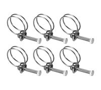 M METERXITY 6-Pack Double Wire Hose Clamp, 28-32mm 304 Stainless Steel Hose Clips Pipe Tube Clamps with M6 Bolt Adjustable for Dust Collection Hose/Pump/Rubber/PVC Pipe Connect [Silver]
