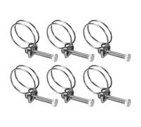 M METERXITY 6-Pack Double Wire Hose Clamp, 28-32mm Stainless Steel Hose Clips Pipe Tube Clamps with M6 Bolt Adjustable for Dust Collection Hose/Pump/Rubber/PVC Pipe Connect [Silver]