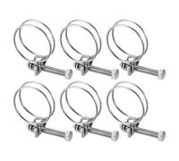 M METERXITY 6-Pack Double Wire Hose Clamp, 30-34mm 304 Stainless Steel Hose Clips Pipe Tube Clamps with M6 Bolt Adjustable for Dust Collection Hose/Pump/Rubber/PVC Pipe Connect [Silver]