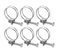 M METERXITY 6-Pack Double Wire Hose Clamp, 32-36mm Stainless Steel Hose Clips Pipe Tube Clamps with M6 Bolt Adjustable for Dust Collection Hose/Pump/Rubber/PVC Pipe Connect [Silver]