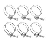 M METERXITY 6-Pack Double Wire Hose Clamp, 38-42mm 304 Stainless Steel Hose Clips Pipe Tube Clamps with M6 Bolt Adjustable for Dust Collection Hose/Pump/Rubber/PVC Pipe Connect [Silver]