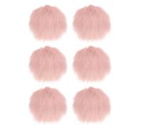 M METERXITY 6-Pack Faux Fur Pom Poms, 1.2 Inch/ 3.9 cm Soft Fluffy Pompoms Balls with Elastic Loop for Hats/Bags/Keychains/Knitting Accessories/DIY Crafts [Pink]