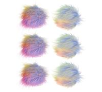 M METERXITY 6-Pack Faux Fur Pom Poms, 3.1 Inch/ 8 cm Soft Fluffy Pompoms Balls with Elastic Loop for Hats/Bags/Keychains/Knitting Accessories/DIY Crafts [Seven Colors]
