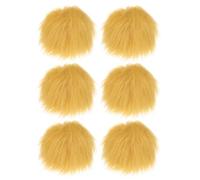 M METERXITY 6-Pack Faux Fur Pom Poms, 3.1 Inch/ 8 cm Soft Fluffy Pompoms Balls with Elastic Loop for Hats/Bags/Keychains/Knitting Accessories/DIY Crafts [Ginger Yellow]