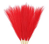 M METERXITY 6-Pack Faux Pampas Grass 17.7 Inch/45cm Small 7 Branches Fake Fluffy Pampas Grass Decor Pampas Grass Branches Vase Filler for Home/Wedding/Vase/Office/Party [Red]