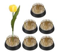 M METERXITY 6-Pack Flower Frog 1.3" Round Brass Flower Pins Flower Frog Holder Flower Arranger W Rubber Base Floral Frog for Arrangements Vase/Plant Decoration/Home Decor [1.1cm Pins]