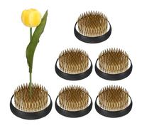 M METERXITY 6-Pack Flower Frog 1.97" Round Copper Floral Arranger Pins Ikebana Holder W Rubber Base for Flower Arrangements/Craft Plant/Home Decor, Floral Kenzan Fixed Tool [1.1cm Pins]