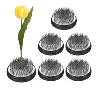 M METERXITY 6-Pack Flower Frog 1.97" Round Steel Floral Arranger Pins Ikebana Holder W Rubber Base for Flower Arrangements/Craft Plant/Home Decor, Floral Kenzan Fixed Tool [1.1cm Pins]
