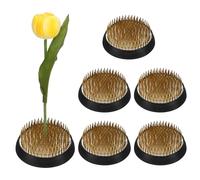 M METERXITY 6-Pack Flower Frog 2.36" Round Copper Floral Arranger Pins Ikebana Holder W Rubber Base for Flower Arrangements/Craft Plant/Home Decor, Floral Kenzan Fixed Tool [1.1cm Pins]