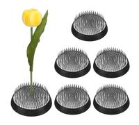 M METERXITY 6-Pack Flower Frog 2.36" Round Steel Floral Arranger Pins Ikebana Holder W Rubber Base for Flower Arrangements/Craft Plant/Home Decor, Floral Kenzan Fixed Tool [1.1cm Pins]