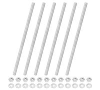 M METERXITY 6-Pack Fully Threaded Rod, M4x100mm 304 Stainless Steel Right Hand Thread Bar Studs with Hex Nuts and Washers for Furniture Anchor Bolts/Clamps/U-Bolts/Beaded Garden Stake Rods