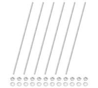 M METERXITY 6-Pack Fully Threaded Rod, M4x200mm 201 Stainless Steel Right Hand Thread Bar Studs with Hex Nuts and Washers for Furniture Anchor Bolts/Clamps/U-Bolts/Beaded Garden Stake Rods