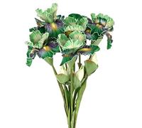 M METERXITY 6-Pack Green Artificial Iris Flowers with Flower Bud,17.7 Inch Faux Iris PU Bouquets Real Touch Faux Flowers for Home/Wedding/Christmas/Party