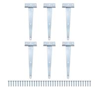M METERXITY 6-Pack Iron T-Shape Decorative Shed Door Hinges, 8 Inch White Galvanized Tee Hinge with Screws for Wooden Fences/Yard/Barn Door