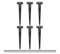 M METERXITY 6-Pack Iron T-Strap Shed Door Hinges, 10 Inch Barn Door Gate Hinges, Tee Hinge Wrought Hardware with Screws for Wooden Fences/Yard/Barn Door [Black]
