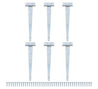 M METERXITY 6-Pack Iron T-Strap Shed Door Hinges, 10 Inch Barn Door Gate Hinges, Tee Hinge Wrought Hardware with Screws for Wooden Fences/Yard/Barn Door [White]
