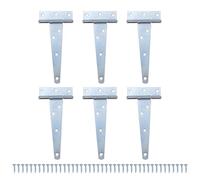 M METERXITY 6-Pack Iron T-Strap Shed Door Hinges, 5 Inch Barn Door Gate Hinges, Tee Hinge Wrought Hardware with Screws for Wooden Fences/Yard/Barn Door [White]