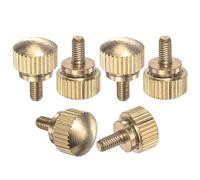 M METERXITY 6-Pack Knurled Thumb Screws, M3x6mm Solid Brass Round Head Knobs Bolts with Shoulder Grip Fasteners for Eye Glass Screws/PC Computer, Thumbscrew Threaded Knurled Tip