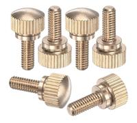M METERXITY 6-Pack Knurled Thumb Screws, M4x10mm Solid Brass Round Head Knobs Bolts with Shoulder Grip Fasteners for Eye Glass Screws/PC Computer, Thumbscrew Threaded Knurled Tip