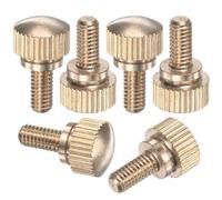 M METERXITY 6-Pack Knurled Thumb Screws, M4x8mm Solid Brass Round Head Knobs Bolts with Shoulder Grip Fasteners for Eye Glass Screws/PC Computer, Thumbscrew Threaded Knurled Tip
