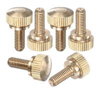M METERXITY 6-Pack Knurled Thumb Screws, M5x12mm Solid Brass Round Head Knobs Bolts with Shoulder Grip Fasteners for Eye Glass Screws/PC Computer, Thumbscrew Threaded Knurled Tip