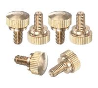 M METERXITY 6-Pack Knurled Thumb Screws, M5x8mm Solid Brass Round Head Knobs Bolts with Shoulder Grip Fasteners for Eye Glass Screws/PC Computer, Thumbscrew Threaded Knurled Tip
