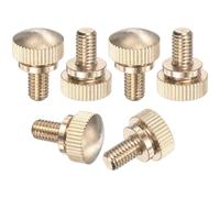 M METERXITY 6-Pack Knurled Thumb Screws, M6x10mm Solid Brass Round Head Knobs Bolts with Shoulder Grip Fasteners for Eye Glass Screws/PC Computer, Thumbscrew Threaded Knurled Tip