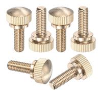 M METERXITY 6-Pack Knurled Thumb Screws, M6x16mm Solid Brass Round Head Knobs Bolts with Shoulder Grip Fasteners for Eye Glass Screws/PC Computer, Thumbscrew Threaded Knurled Tip