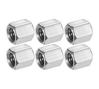 M METERXITY 6-Pack M10 x 1.5-Pitch Hex Coupling Nuts, 15mm/0.59" Length 304 Stainless Steel Fully Threaded Rod Coupling Nut for Machine/Industrial, Studding Connector Fasteners[Silver Tone]