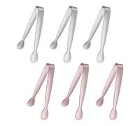 M METERXITY 6-Pack Mini Serving Tongs 4.3in, Silver Tone-Rose Gold