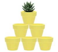 M METERXITY 6-Pack Mini Terracotta Pots, 2" Ceramic Tiny Breathable Clay Planters with Drainage Holes for Succulent Plants/DIY Crafts, Small Terracotta Pottery Planters [Lemon Yellow]