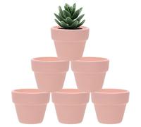 M METERXITY 6-Pack Mini Terracotta Pots, 2" Ceramic Tiny Breathable Clay Planters with Drainage Holes for Succulent Plants/DIY Crafts, Small Terracotta Pottery Planters [Pink]