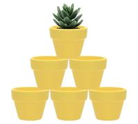 M METERXITY 6-Pack Mini Terracotta Pots, 2" Ceramic Tiny Breathable Clay Planters with Drainage Holes for Succulent Plants/DIY Crafts, Small Terracotta Pottery Planters [Yellow]