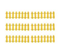 M METERXITY 6-Pack Miniature Fairy Garden Fence, 3.74 Inch 9.5x3cm Wooden DIY Small Wood Decorative Picket Fence for Dollhouse/Crafts/Diorama Project, Micro Landscape Ornaments [Yellow]