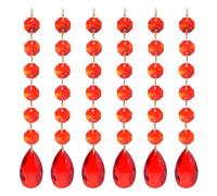 M METERXITY 6-Pack Pendants Teardrop Lamp Chain, Red Crystal W 6 Octagon Beads Shiny Glass Pendants Beads for Light Lamp/Jewelry Making/Wedding Decoration Chandelier Beads [6.3"]