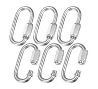 M METERXITY 6-Pack Quick Chain Link Connector, M6 1/4 304 Stainless Steel D-Shape Locking Repair Chain Links for Swing/Camping/Hiking/Backpack, Twist Key Ring Screw Chain Link [Silver]