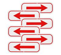 M METERXITY 6-Pack Red Arrow Signs, 9.84 x 3.54 Aluminum Reflective One-way Arrow Sign for Outdoor Lawn Garden Ground Decorations, Street Sign [White/Red]