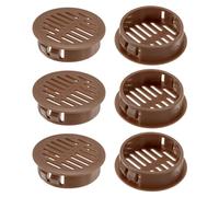 M METERXITY 6-Pack Round Soffit Vents, 35mm/1.38 Inch Plastic Circular Soffit Vent Cover Air Vent Grille Mesh Hole for Bathroom Home/Office/Kitchen/Cabinet/Wardrobe [Brown]