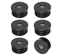 M METERXITY 6-Pack Round Tube Inserts 1.5" (38mm) OD M8 Thread Plastic | Fitting for 36x19mm ID Tubing, Plastic Tube Insert for Chair, End Cap Floor Protectors, Metal Furniture Legs Glide Plug