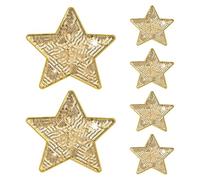 M METERXITY 6-Pack Sequin Star Iron Patches, 4.9x4.9in/12.5x12.5cm Colorful Shiny Patches Embroidery for Clothes/Hats/Bags/DIY/Repair Hole, Glitter Star Applique Sewing Patch [Light Gold]