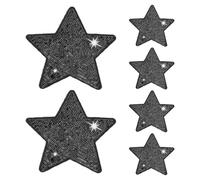 M METERXITY 6-Pack Sequin Star Iron Patches, 4.9x4.9in/12.5x12.5cm Colorful Shiny Patches Embroidery for Clothes/Hats/Bags/DIY/Repair Hole, Glitter Star Applique Sewing Patch [Black]