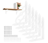 M METERXITY 6-Pack Shelf Brackets, 5 Inch Long l Shape Iron Wall Mount Shelf Support Bracket with Mounting Hardware 120 lbs Load Capacity for Home/Kitchen/DIY Decorative [White]