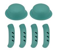 M METERXITY 6-Pack Silicone Pot Lid Covers & Silicone Assist Handle Holder Grip, Heat Resistant Lid Knob Handle Caps for Kitchen Cookware, Non-Slip Safe Grip Protector [Gray Blue]