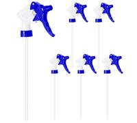 M METERXITY 6-Pack Spray Bottle Nozzle Replacement, Plastic Heavy Duty Trigger Spray Nozzle Head with Tube for 28-400/8,16,32 oz Bottles, Adjustable Mist Stream Sprayer [Blue, Head Only]