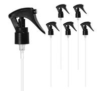 M METERXITY 6-Pack Spray Bottle Nozzle Replacement, Plastic Mini Trigger Spray Nozzle Head with Tube for 20-410 Neck Size/Garden/Home, Fine Mist Stream Sprayer [Black, Head Only]
