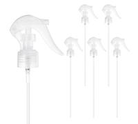 M METERXITY 6-Pack Spray Bottle Nozzle Replacement, Plastic Mini Trigger Spray Nozzle Head with Tube for 24-410 Neck Size/Garden/Home, Fine Mist Stream Sprayer [Transparent, Head Only]
