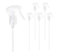 M METERXITY 6-Pack Spray Bottle Nozzle Replacement, Plastic Mini Trigger Spray Nozzle Head with Tube for 20-410 Neck Size/Garden/Home, Fine Mist Stream Sprayer [Transparent, Head Only]